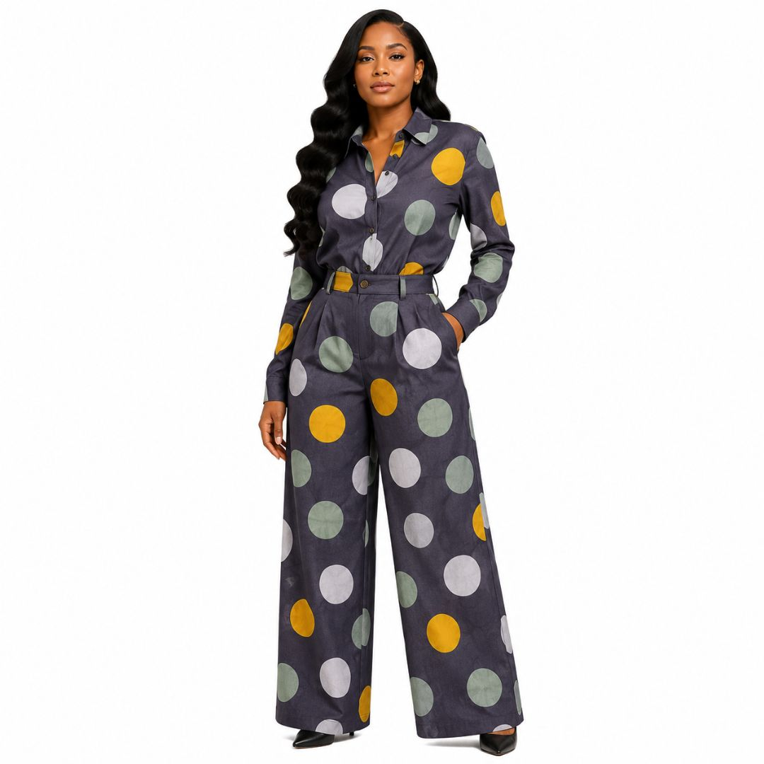 Premium Vintage Oversized Polka Dot Printed Fabric for Fashion, Sewing & DIY Projects